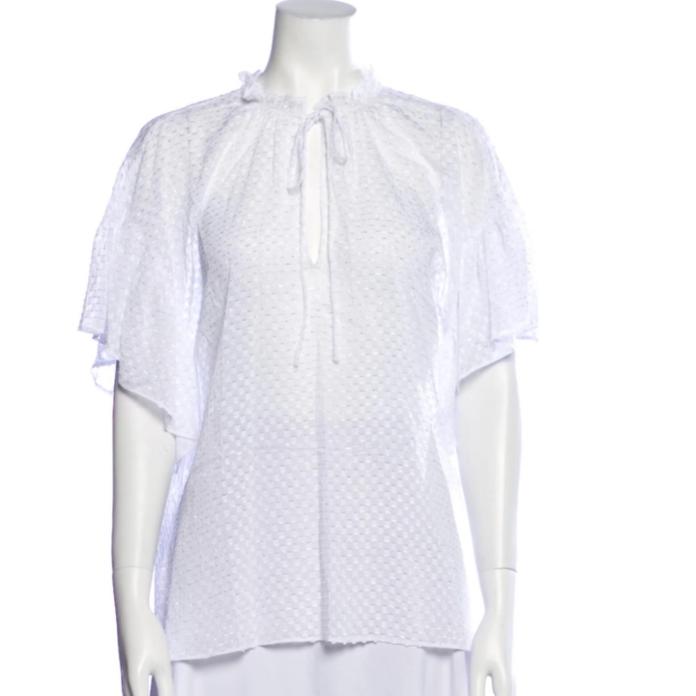 ALICE + OLIVIA Mock Neck Short Sleeve Button-Up Top w/ Tags Size: M